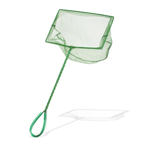 Aquarium Fish Net Small Betta Fish Tank Cleaning Net Sludge Food Residue Wastes Skimmer with Soft Fine Mesh and Braided Matal Handle for Small Ponds and Pools(8 inch) - size: 8 inch