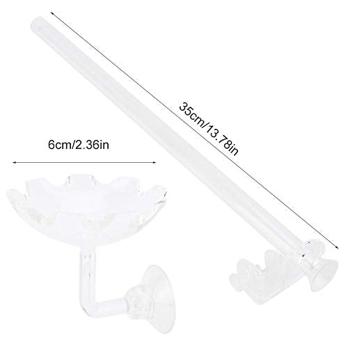 3PCS Shrimp Feeding Tube, Aquarium Glass Shrimp Feeding Tube Food Dish Pipe Holder Acrylic Fish Shrimp Feeder Tube with Holder Clip Feeding Bowl Set Aquarium Accessory(35cm)
