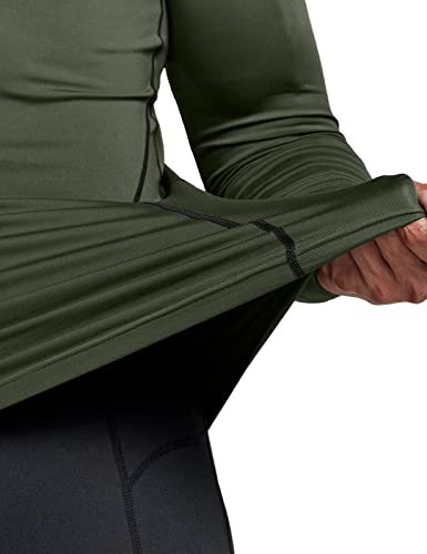 TSLA Men's Thermal Long Sleeve Compression Shirts, Athletic Base Layer Top, Winter Gear Running T-Shirt - color: 2pack Black & Red/Olive, size: Small