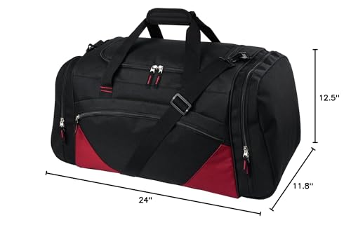 Mens Gym Bag, 55L Large Sports Duffle Bags, Workout Bags Lightweight - color: Black Red