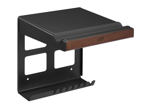 Monoprice On-Wall Bike Storage and Display Rack Mount System with Open Shelf and Gear Hooks, Compact and Sturdy Design, Supports Bikes Up to 33lbs.