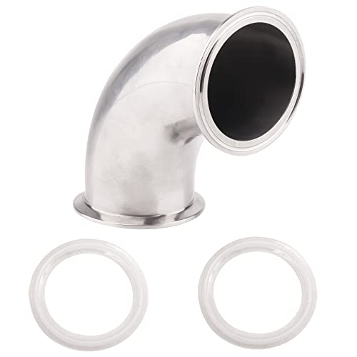 DERNORD Sanitary Ferrule Elbow 90 Degree Pipe Fitting with 2 Piece Silicone Gasket SS304 Tri Clamp (3" Tube OD) - size: 3" Tube OD, style: Pack of 1