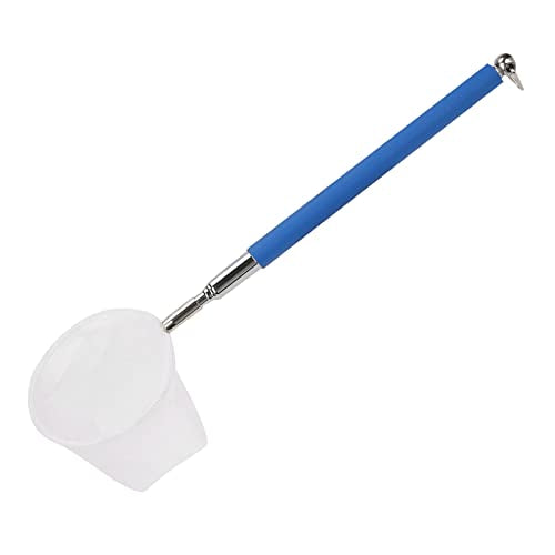Yosoo Adjustable Mini Fishing Net Aquarium Shrimp Net Fish 20-57.5cm Expandable Pole with Metal Hook for Small Fish Shrimp and Tank - color: Blue, size: Rotary screen