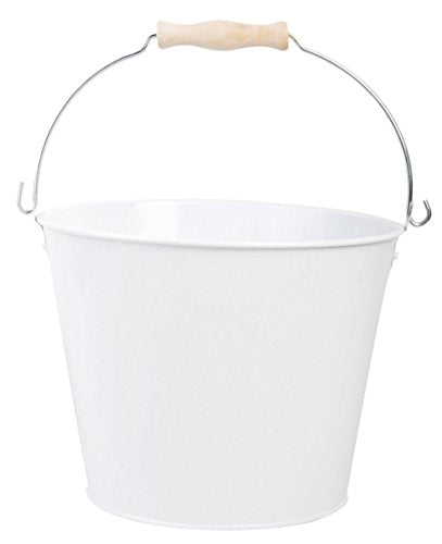 Esschert Design USA White Metal Bucket with Wood Handle (RD23)