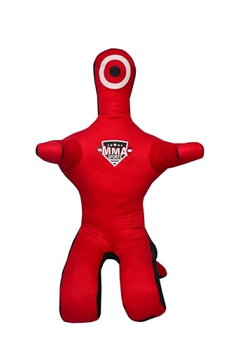 Kids Grappling Standing Dummy - Unfilled – Wrestling, Jiu-Jitsu, MMA Training Dummy with Moveable Arms and Legs – Durable Polyester Fabric - color: Red-Sit, size: 6 ft-72 Inch