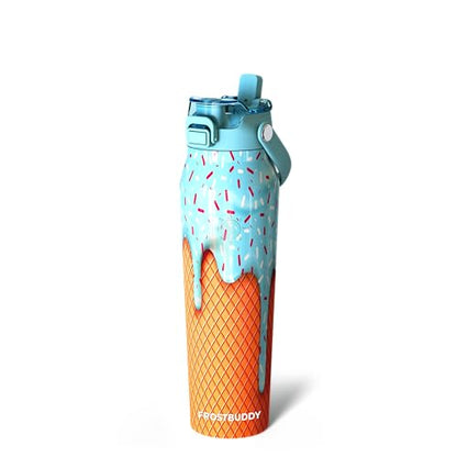 Frost Buddy 32oz Insulated Water Bottle - Straw & Chug Lid - Leak-Proof - color: Blue Ice Cream, size: 32 Ounces