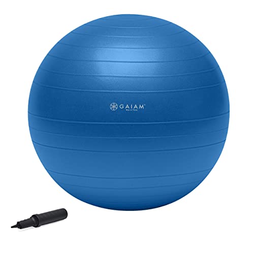 Gaiam Balance Ball Kit, Anti-Burst Stability Ball with Pump - color: Blue