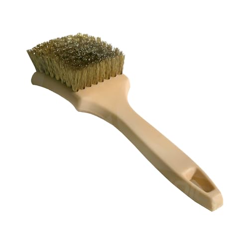 Nanoskin 8.5 Inch Brass Wire Tire Brush for Auto Detailing, Sidewall & Whitewall Cleaning, Automotive Care, and Precision Furniture Refinishing | Robust, Efficient, and Multi-Use Cleaning Solution - color: Brown and Wood, size: 8.5"