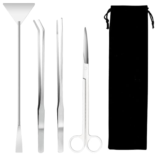 Aquascape Tools Aquarium Kit, 4PCS Long Aquascaping Tools Stainless Steel Aquatic Plants Set for Fish Tank, Aquarium Plant Trimming