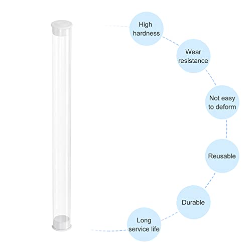 PATIKIL Clear Rigid Tube Round Plastic Tubing with End Caps Polycarbonate Water Pipe, 305mm/ 12 Inch Length, 15mmx16mm/0.6"x0.63", 2 Set