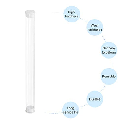 PATIKIL Clear Rigid Tube Round Plastic Tubing with End Caps Polycarbonate Water Pipe, 305mm/ 12 Inch Length, 15mmx16mm/0.6"x0.63", 2 Set