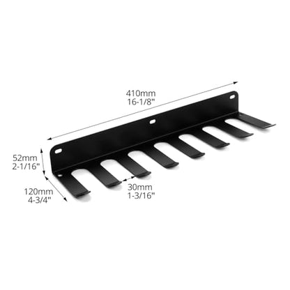 QWORK Heavy-Duty Steel Wall Mount Baseball Bat Holder, Powder-Coated Black, 14-Bat Capacity, with Gear Hooks, Complete Installation Kit, Ideal for Home, Garage and Dugout