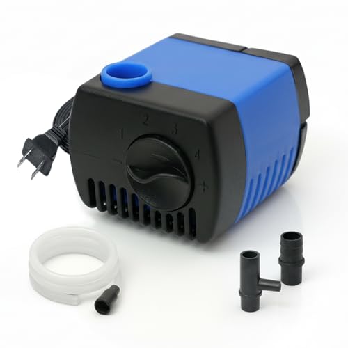 Aqua Dream 66 GPH Submersible Pump - 2.5W Adjustable Ultra Quiet Water Pump for Aquariums and Fountains, 1.9ft Max Lift, Indoor/Outdoor Hydroponic Fish Tank Pump - 1 Pc