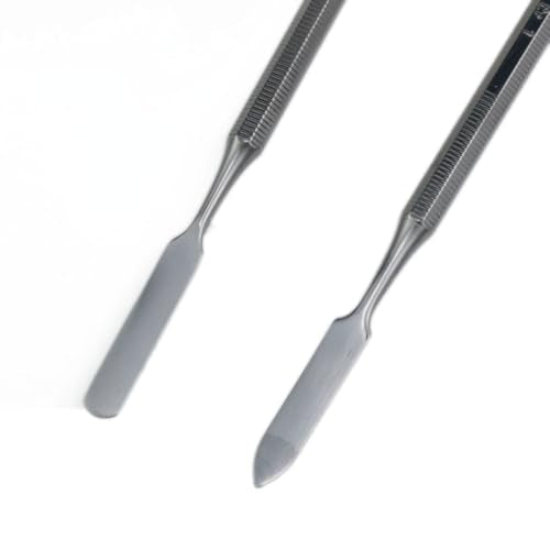 Silver Stainless Steel lab mini Double-Ended Spatula Double-Ended Spatula semi-Miniature Spatula Cone Arrow end18cm/7.08inch Flat end for Mixing Cement and Carving 2pcs