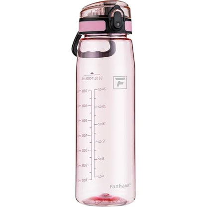 Fanhaw 32 oz Clear Plastic Water Bottle, Chug Lid, Cherry Blossom - color: Cherry Blossom