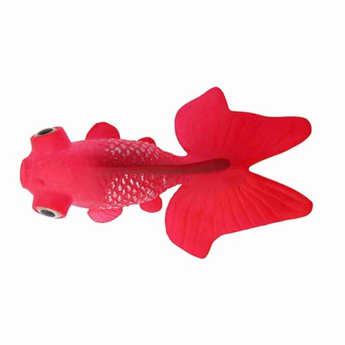SUNGOOYUE Aquarium Decoration Silicone Fake Betta Fish Ornament 3 Inch Floating Artificial Fish with Suction Cup Look Easy Clean for Freshwater Saltwater Tank (No. 5 Red Goldfish) - color: No. 5 Red Goldfish