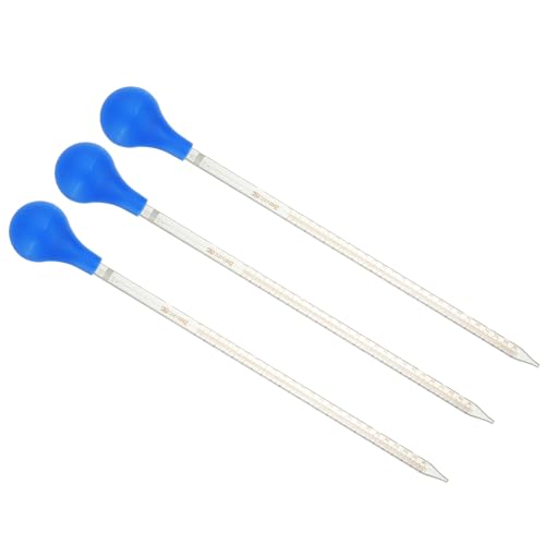 PATIKIL Graduated Dropper Pipettes Kit, 3pcs 25ml Borosilicate Glass Pipette with Rubber Cap for Transfer Liquid for Lab, Chemistry, Clear - size: 25ml
