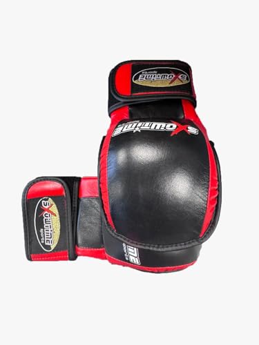 Cowhide Leather MMA Shooter Boxing Gloves, Leather, Black and Red, for Training and Sparring Gloves