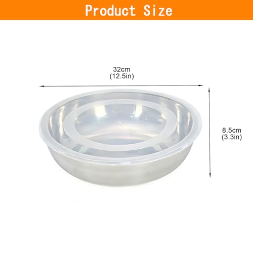 Extra Large Stainless Steel Salad Bowl with Lid and Salad Servers, Wide Mouth Mixing Bowl, Stackable Food Prep Bowl for Kitchen, Fruit, Pasta, Party, Leftovers