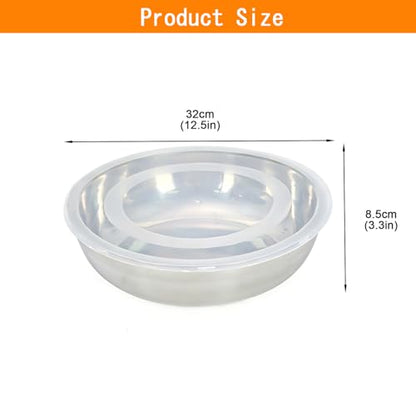 Extra Large Stainless Steel Salad Bowl with Lid and Salad Servers, Wide Mouth Mixing Bowl, Stackable Food Prep Bowl for Kitchen, Fruit, Pasta, Party, Leftovers