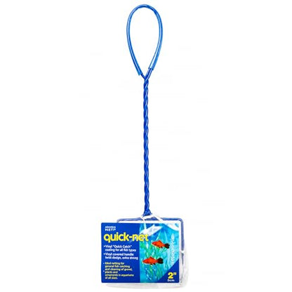 Penn-Plax Quick-Net Aquarium Fish Net - Fine Mesh, Vinyl-Covered Braided Handle - Small Aquarium Cleaning Tool for Gentle Fish Handling - Use in Freshwater & Saltwater Tanks