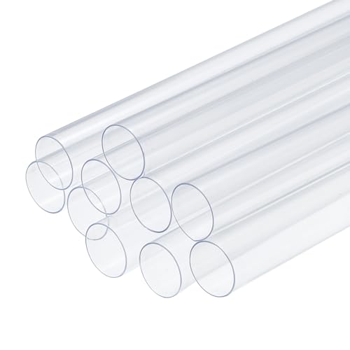 uxcell 10 Pcs Clear Plastic Rigid Tubing 18mm ID x 19mm OD, 0.5 Meters Length Round Polycarbonate Tubing for Aquarium Water Pipe, Water Cooling System, Plumbing - size: 18mm x 19mm