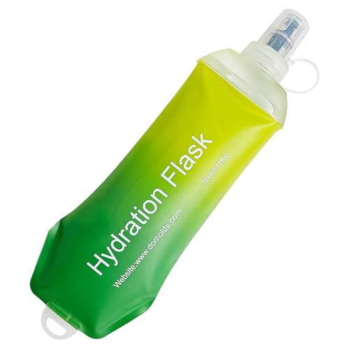 AXEN Soft Flask TPU Foldable Running Hydration Flask, Soft Collapsible Water Bottle for Hydration Pack Cycling Marathon Running Hiking - color: Gradual Green-500ml