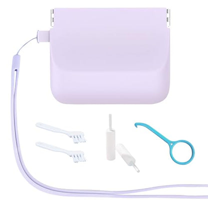 Silicone Retainer Case with Lanyard, Slim Partial Denture Case Container With Retainer Remover Tool, Chew & Brush Compatible With Invisalign, Mouth Guard, Orthodontic Aligner