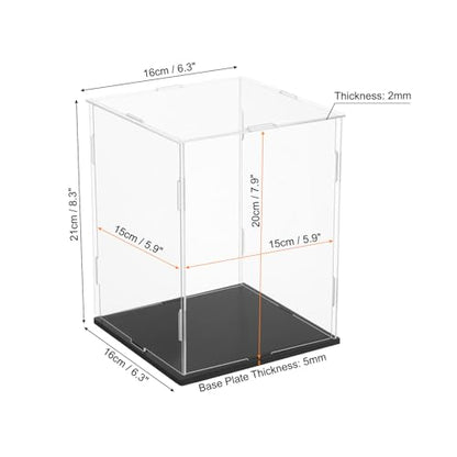 uxcell Acrylic Clear Display Case for Collectibles Self-Assemble Display Boxes Black Base Dustproof Countertop Storage Box for Collectibles Action Figures, 5.9 x 5.9 x 7.9 Inch - size: 5.9 x 5.9 x 7.9 Inch