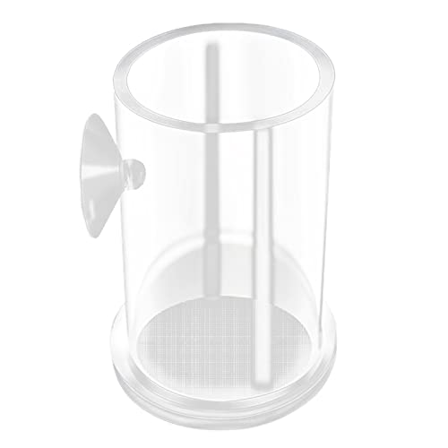 Acrylic Feeding Jar Fish Feeder Brine Shrimp Eggs Red Worms Food for Fish Feeding Bowl with Suction-Cup - size: Medium