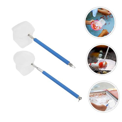 Cabilock 2pcs Mini Telescopic Shrimp Net with Extendable Handle, Fine Mesh Aquarium Fish Tank Net for Small Tanks, Lightweight Stainless Steel Frame for Betta and Shrimp Care