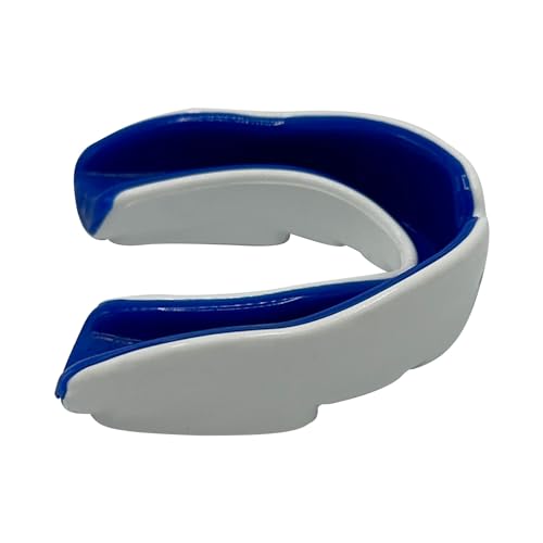 TMA Mouthguard Slim Fit, Adults and Kids Mouth Guard with Case for Boxing, Basketball, Lacrosse, Football, MMA, Martial Arts, Hockey and All Contact Sports (White/Blue, Adult) - color: White/Blue