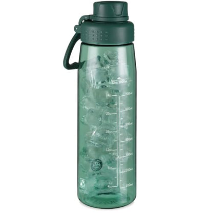 32oz Clear Water Bottle - BPA-Free Tritan Plastic, Fast Flow Spout Lid, Wide Mouth & Leakproof Design Hiking Water Bottle Suitable for Travel, Outdoors, Gym, Travel, Home, School(Dark Green) - color: Dark Green