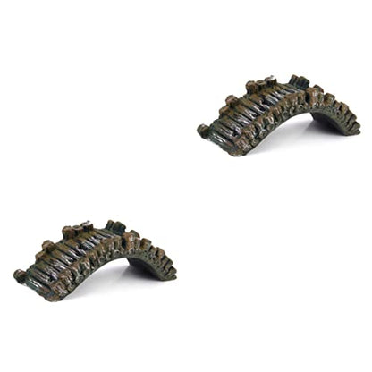 2pcs Aquarium Ornament Fish Tank Resin Landscape Bridge Iron Grey 50mm Tall 135x50mm Safe for Freshwater Aquatic Scene