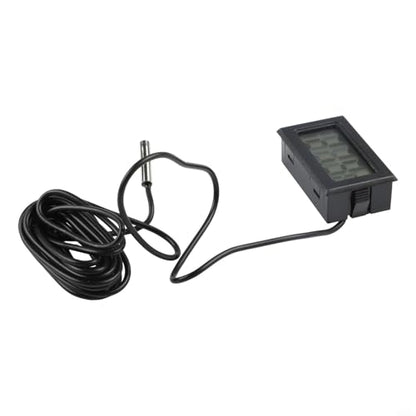 Digital for MINI Thermometer With LCD Display Waterproof Humidity Meter Sensor -50 To 110°C For Aquariums Terrariums And Liquid Measurement Includes for battery And Black Cable(2 meters)