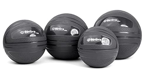 bintiva Non Bounce Slam Ball - Exercise Weighted Deadball for Workout and Fitness Routines - Medicine Dead Weight Ball - color: Black SET - 10 15 20 25 LBs