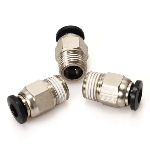 BIQU PC4-M10 Pneumatic Connector Fittings Bowden Tube Coupler Male Straight PTFE Tube Push for E3D-V6 Bowden Extruder Compatible with Ender-3 Ender-3 V2 3D Printers (Pack of 10pcs) - style: 10pcs