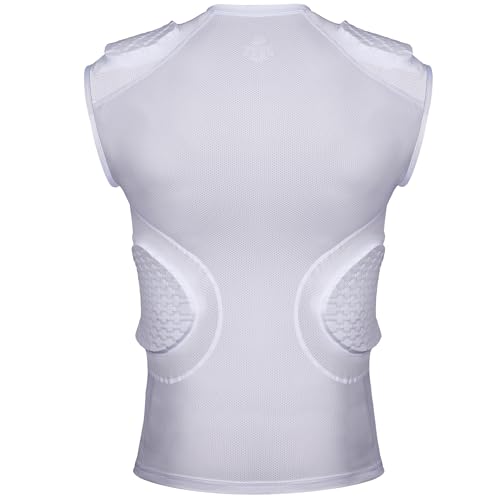 TUOY Adult Rib Chest Protector, New Version - Padded 5 Pads Baseball Football Lacrosse Rib Heart Sternum Guard - color: White, size: Medium