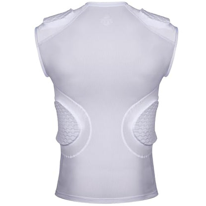 TUOY Adult Rib Chest Protector, New Version - Padded 5 Pads Baseball Football Lacrosse Rib Heart Sternum Guard - color: White, size: Medium