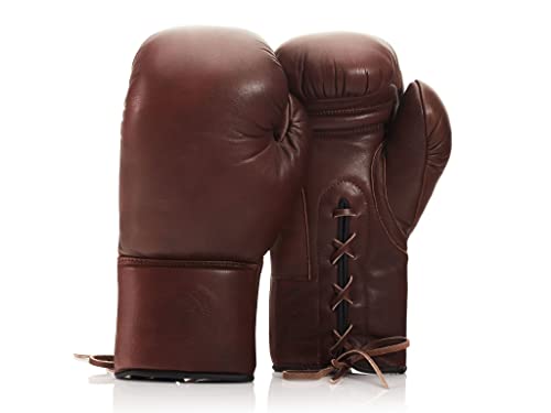 Modest Vintage Player Retro Heritage Brown Leather Boxing Gloves (Lace-Up)
