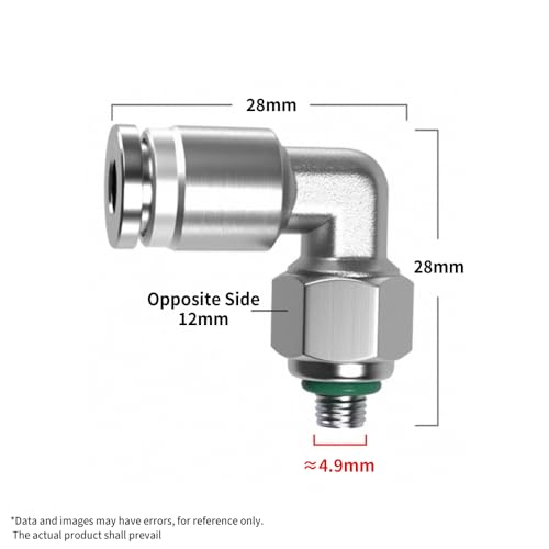 PNEUMATIC 304 Stainless Steel Male Elbow 6mm Tube OD x M5 Thread 90 Push to Connect Tube Fitting (Pack of 2) - size: 6mm OD x M5