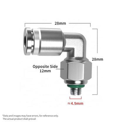 PNEUMATIC 304 Stainless Steel Male Elbow 6mm Tube OD x M5 Thread 90 Push to Connect Tube Fitting (Pack of 2) - size: 6mm OD x M5