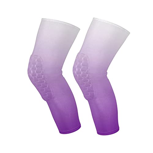 Purple Gradient Sports Knee Pads Youth Volleyball Basketball Knee Pads Long Leg Sleeves Braces Compression Wrestling Knee Pads for Boys Girls Football Dance Yoga - color: Purple Gradient