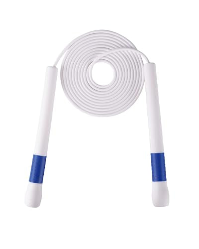 YUEDONG Jump Rope for Adults, 4mm PVC, Long Textured Handles - color: Blue-White