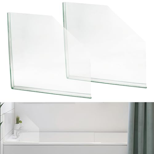 2 PCS Splash Guard for Bathtub 10" x 10" Self Adhesive Shower Splash Guard Acrylic Shower Corner Water Guard Clear Shower Guards to Keep Water in Shower (Pentagon)