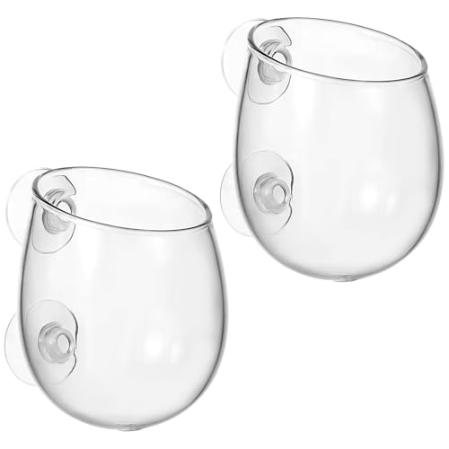 Toddmomy Aquarium Planter Cups 2 Pack with 4 Suction Cups Clear Aquatic Plant Holders for Fish Tank Decoration and Betta Resting Spot Wall Mount Aquarium Supplies for Fresh and Saltwater