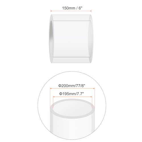 6" Clear Plastic Rigid Pipe 195mm ID x 200mm OD (7.7" ID x 7 7/8" OD) Acrylic Round Tubing, [for Plumbing, Hydraulics, Aquarium] - size: 7.7" x 7 7/8"