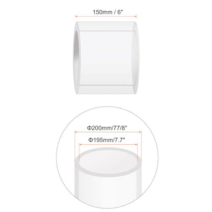6" Clear Plastic Rigid Pipe 195mm ID x 200mm OD (7.7" ID x 7 7/8" OD) Acrylic Round Tubing, [for Plumbing, Hydraulics, Aquarium] - size: 7.7" x 7 7/8"