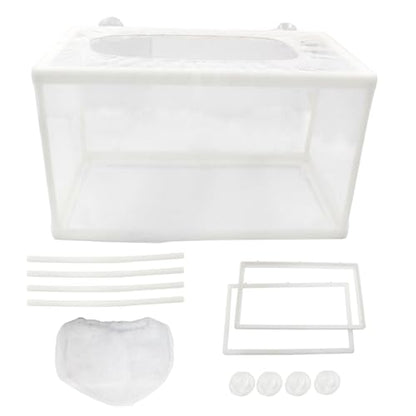 Hordion 2 Pack Mesh Aquarium Breeder Box, Fish Tank Breeder Net Fry Hatchery Incubator Mesh with Suction Cups for Newborn Small Fish, Large Size