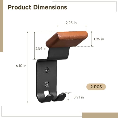 Helmet Holder with Hooks, Beech Wood, Steel, Wall Mount